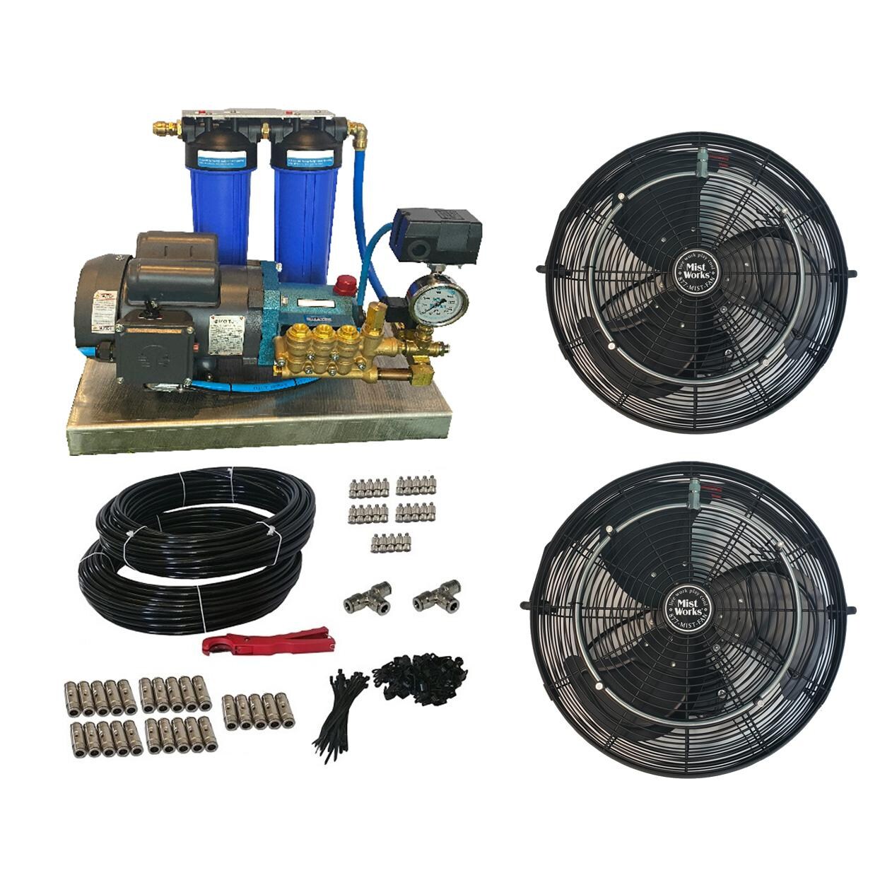 Mist Works High Pressure 25 Nozzle Mist Kit w/ Fans - MKRCD.5-251/M18B3B-2