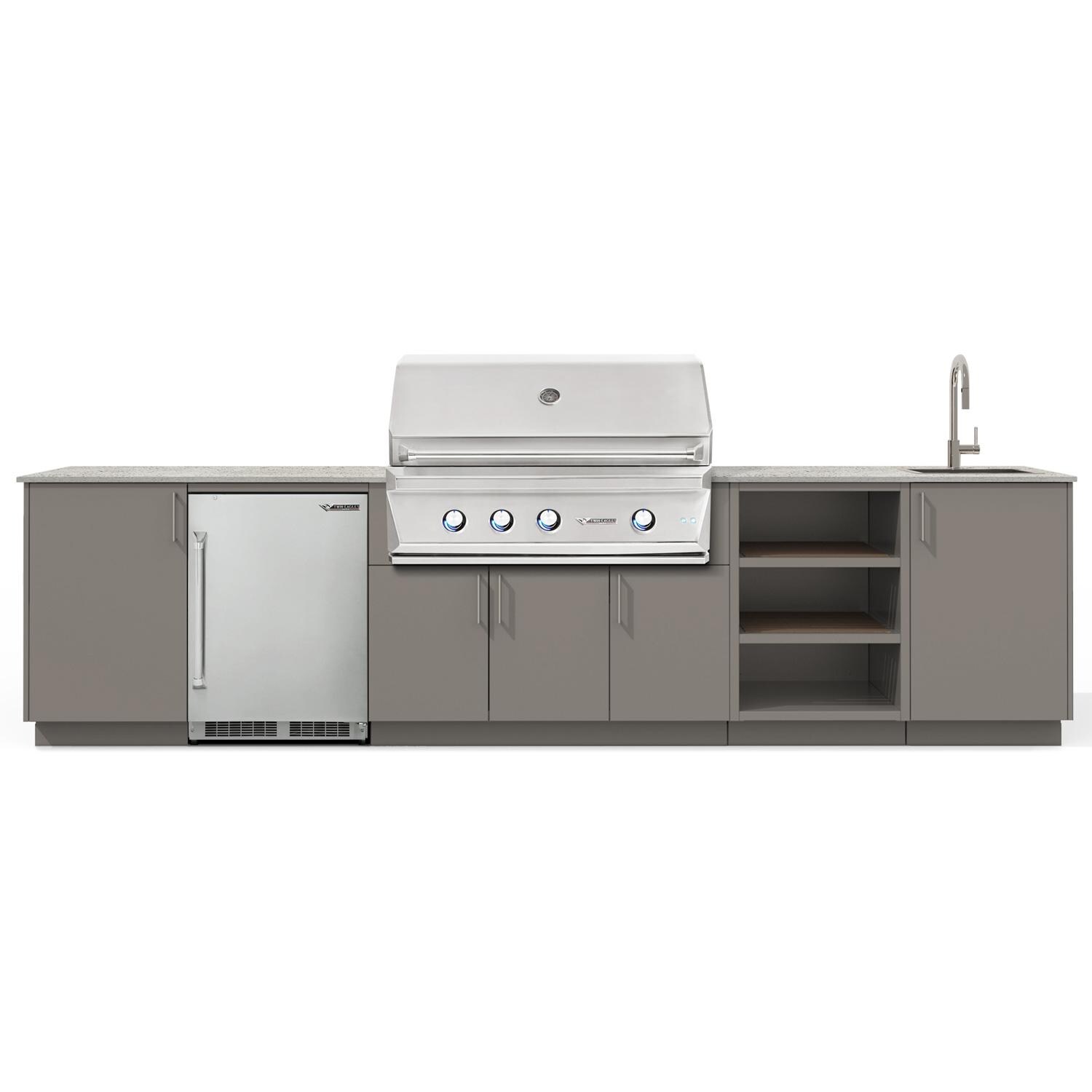 Urban Bonfire Breeze 42 Outdoor Kitchen w/ Twin Eagles Propane Grill, Sink, Refrigerator, Keon Dekton Countertop & Clay Finish - B-Breeze-42-TwinEagles-Keon-Clay