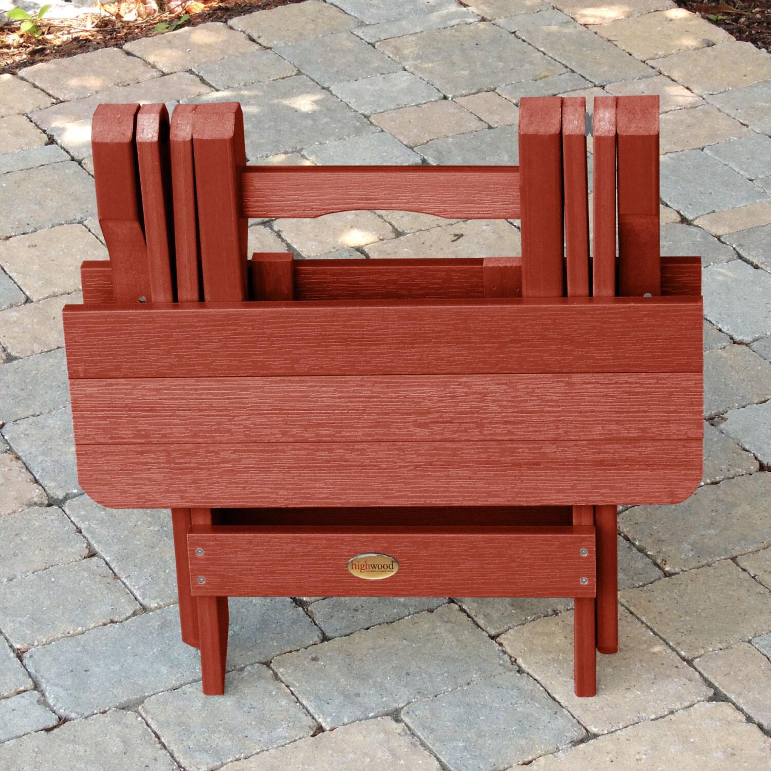 Lakeview Folding Adirondack Side Table - Rustic Red - Folded thumbnail
