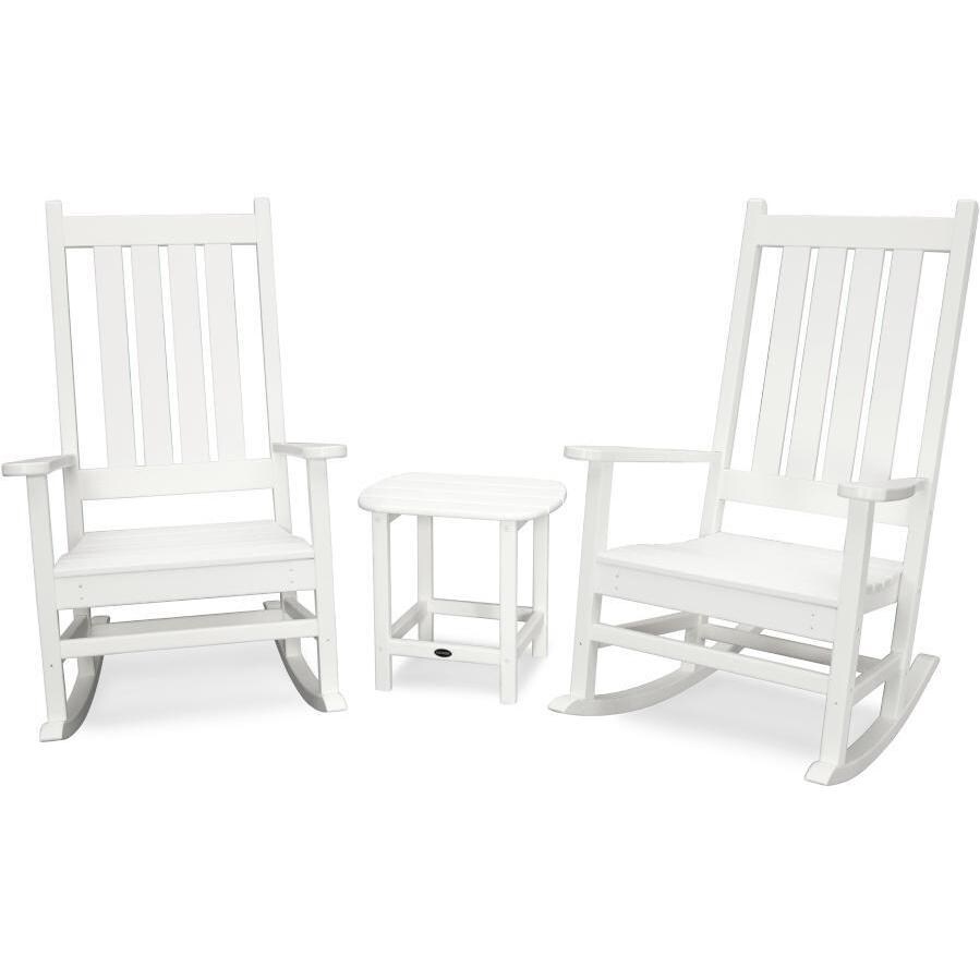 POLYWOOD PWS355-1-WH Vineyard 3-Piece Rocking Set in White - Display - White Background thumbnail