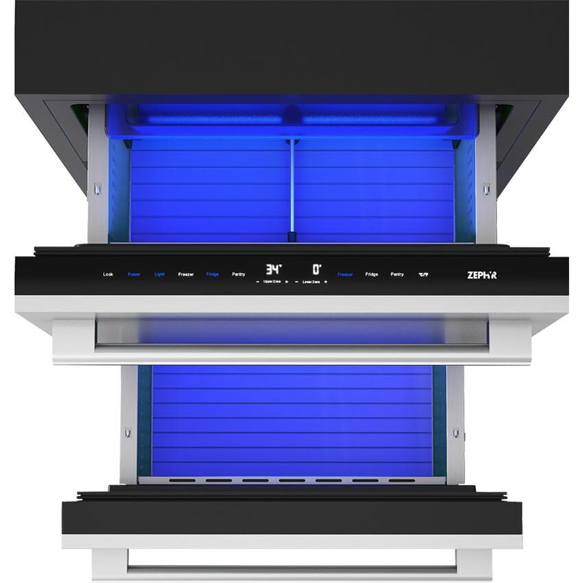 Zephyr PRRFD24C2AS Presrv 24-in 3.9 Cu. Ft. Outdoor Refrigerator/Freezer Drawers - Open - Detail thumbnail