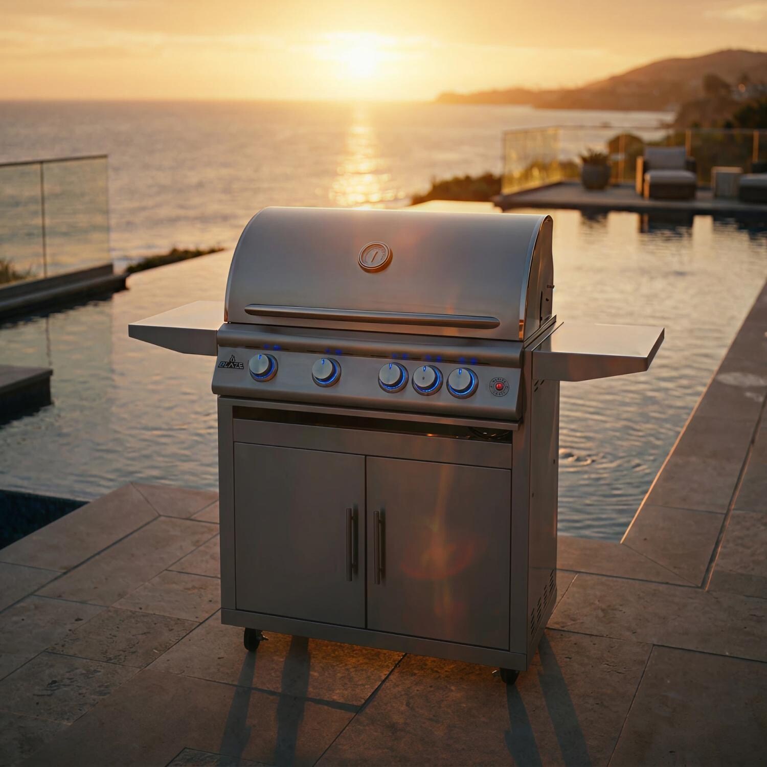 Blaze BLZ-4LTE3MG-LP Marine Grade Freestanding Propane Grill - Product Environmental - Lifestyle thumbnail