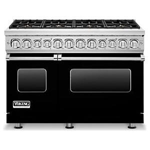 Viking Professional 7 Series 48-Inch 8 Burner Propane Gas Dual Fuel Range - Black - VDR7488BBKLP