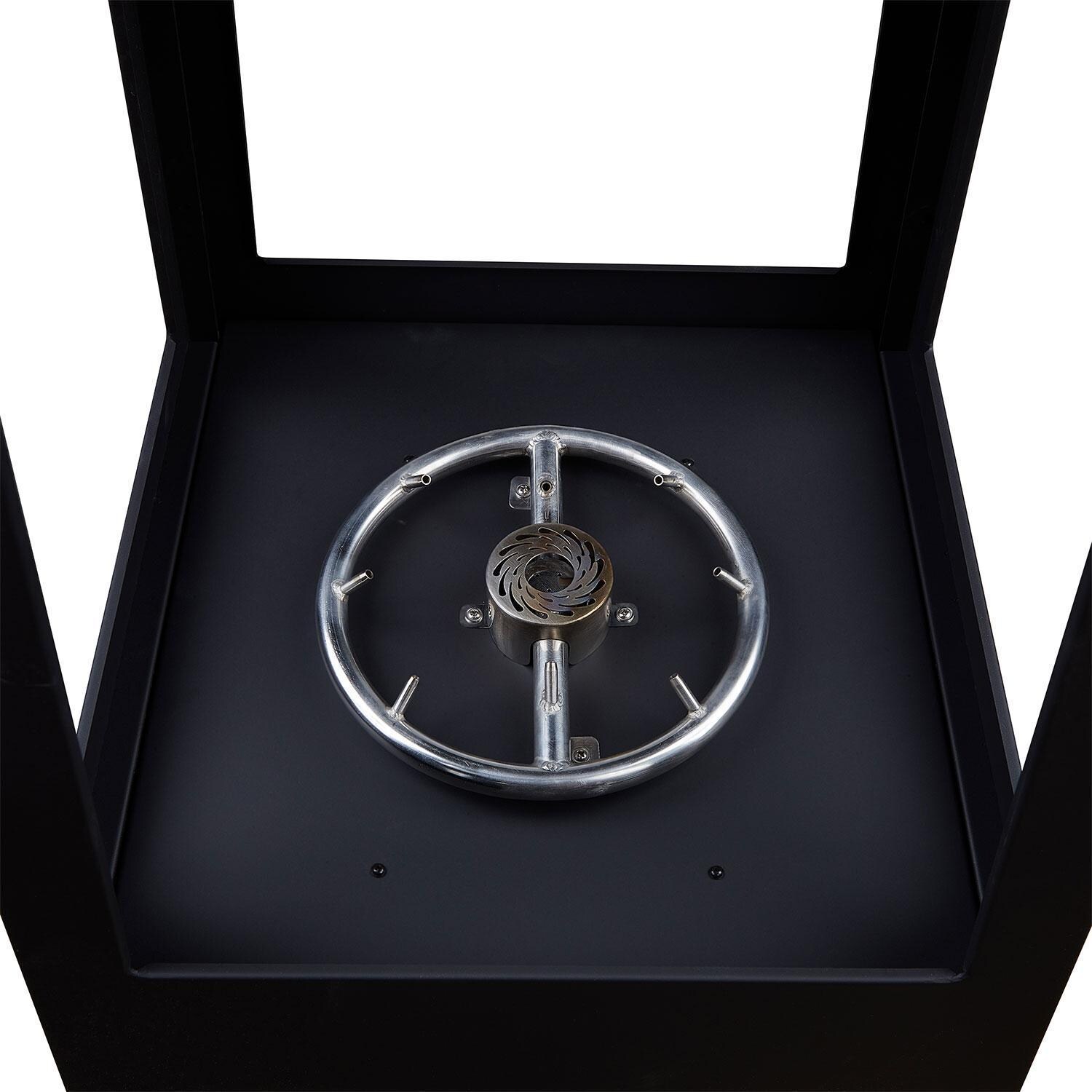 Metal Chiminea 70 Inch Square Fire Pit W/ Hidden Propane Tank in Black by Lakeview Outdoor Designs - Burner - Detail thumbnail