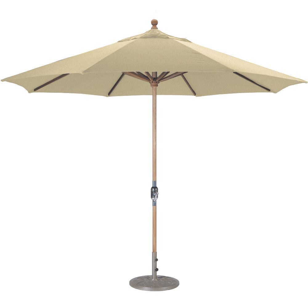 Galtech 11 Ft. Octagonal Wood Patio Umbrella W/ Crank Lift - Teak Frame W/ Antique Beige Sunbrella Fabric (Umbrella Base Not Included) thumbnail