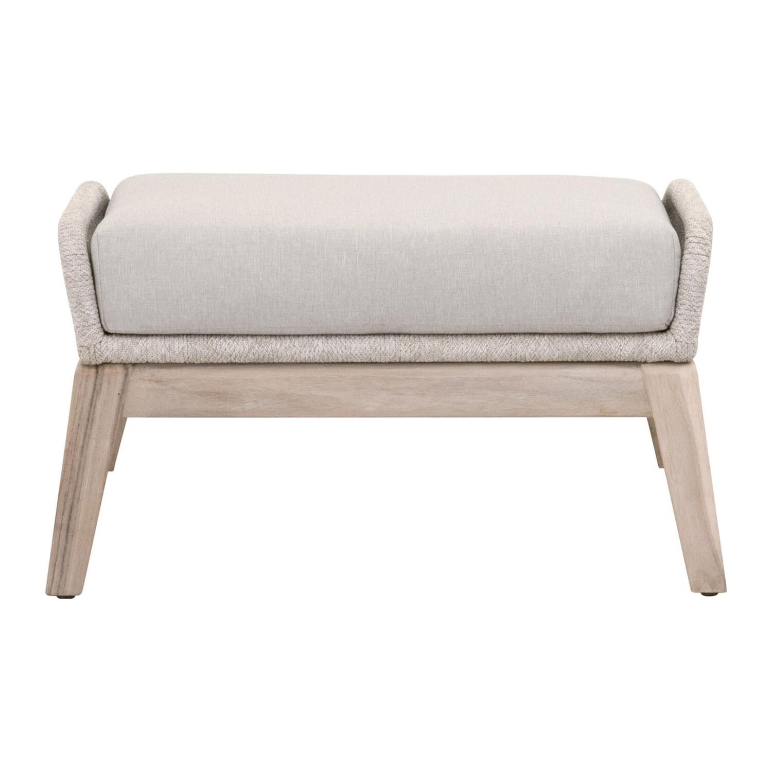 Lakeview Peninsula Way Woven Rope Ottoman in Taupe & White - Back View thumbnail