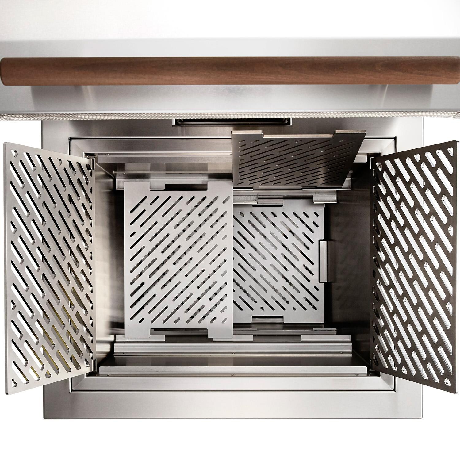 Kalamazoo KSHOK430 Shokunin Kamado Grill - Left Charcoal Tray Raised thumbnail