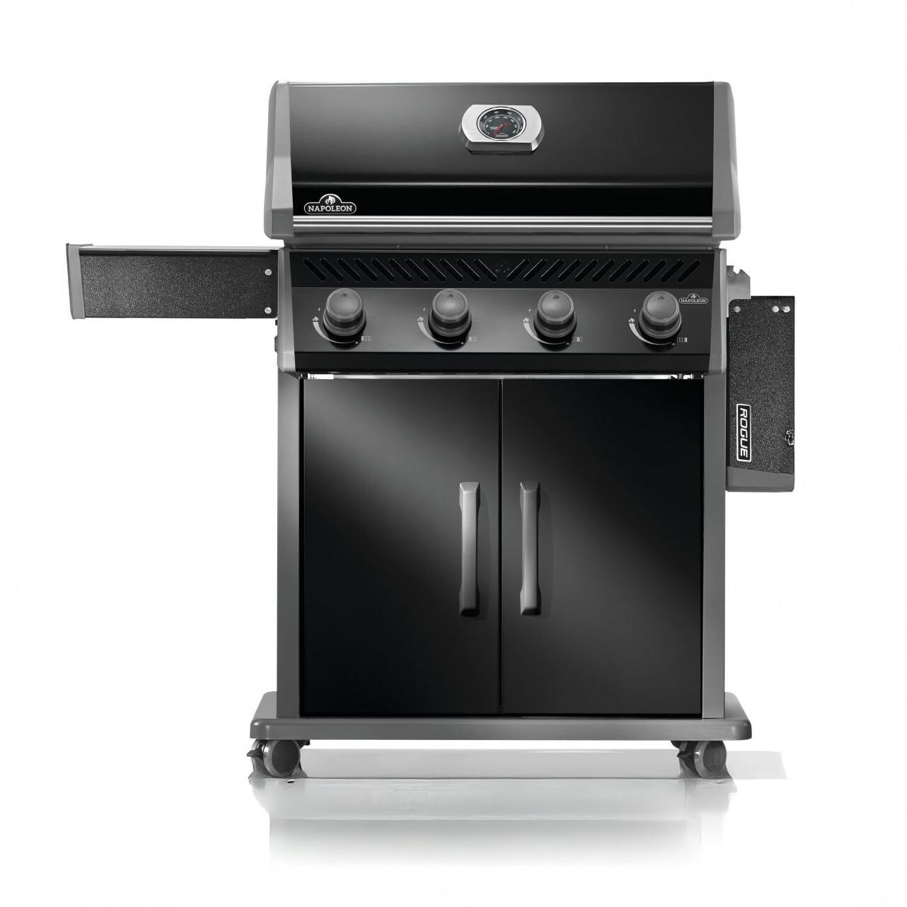 Napoleon R525NK-2-SS Rogue 525 4-Burner Natural Gas Grill w/ Stainless Steel Grids - Black - Shelf Down - White Background thumbnail