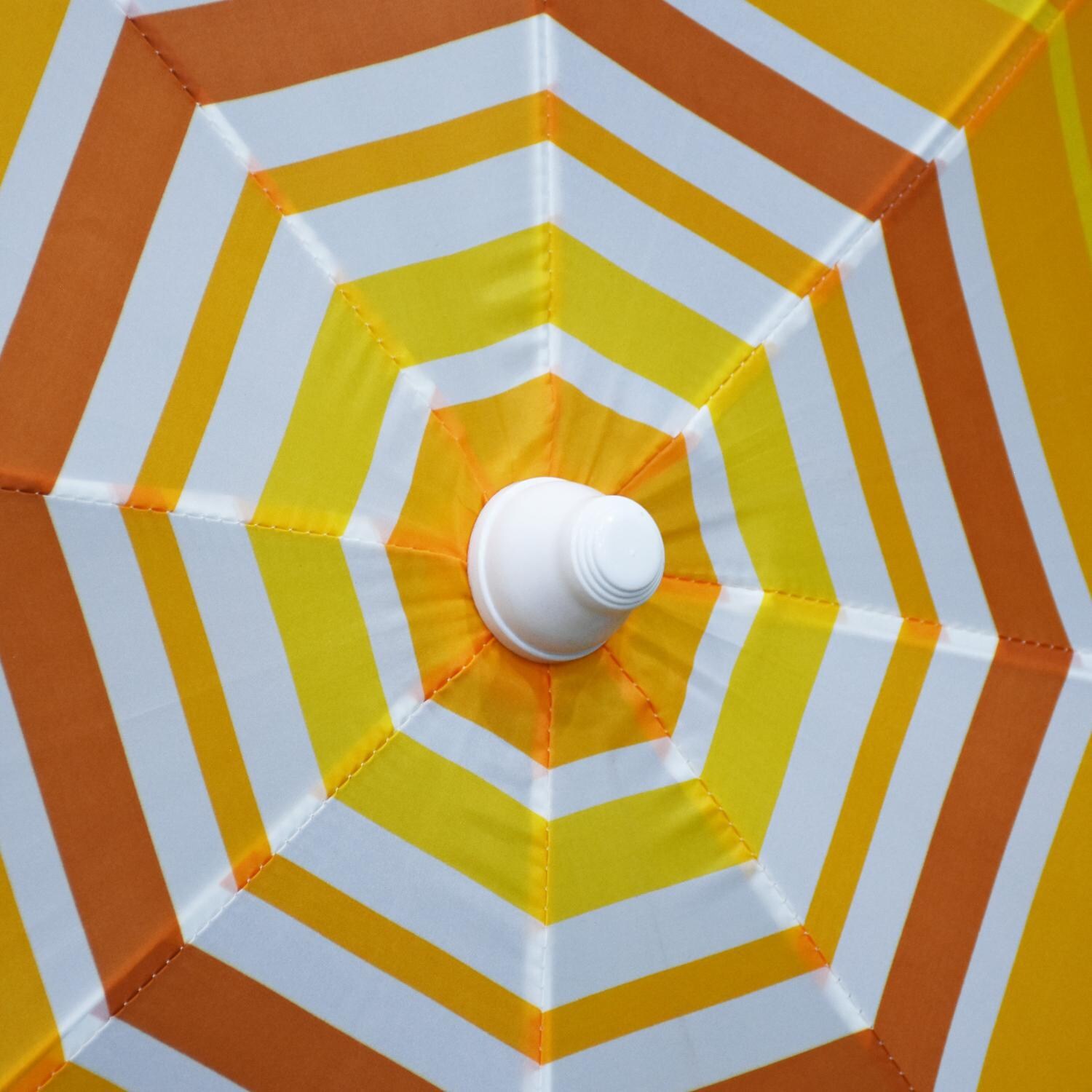 Astella 6 Ft Aluminum Beach Umbrella - Polyester Orange Mango Stripe Canopy - Finial Detail thumbnail