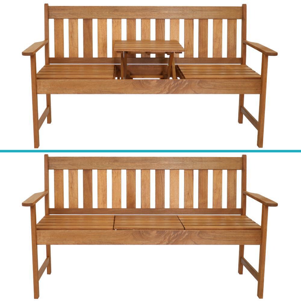 Ultimate Patio Meranti Wood Outdoor Occasional Bench - Front View thumbnail