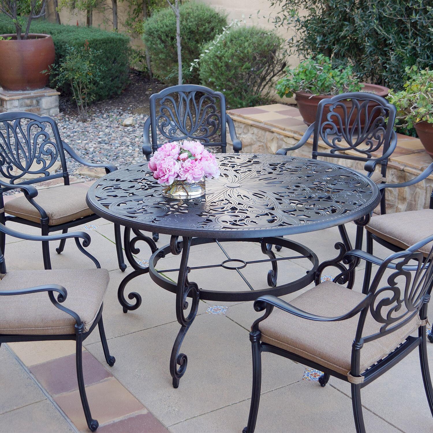 Darlee Cast Aluminum 53-in Round Dining Table - W/ Dining Set (Not Included) - Lifestyle thumbnail