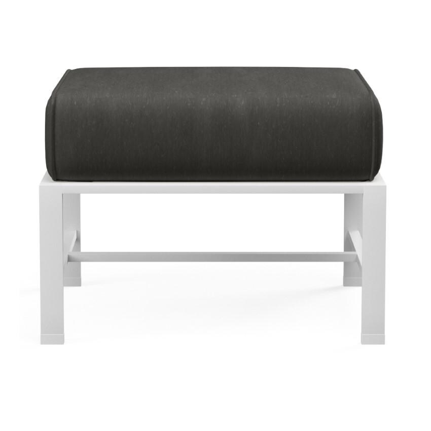 Bristol Aluminum Ottoman w/ Self Welt in White/Spectrum Carbon by Sunset West - White Background thumbnail