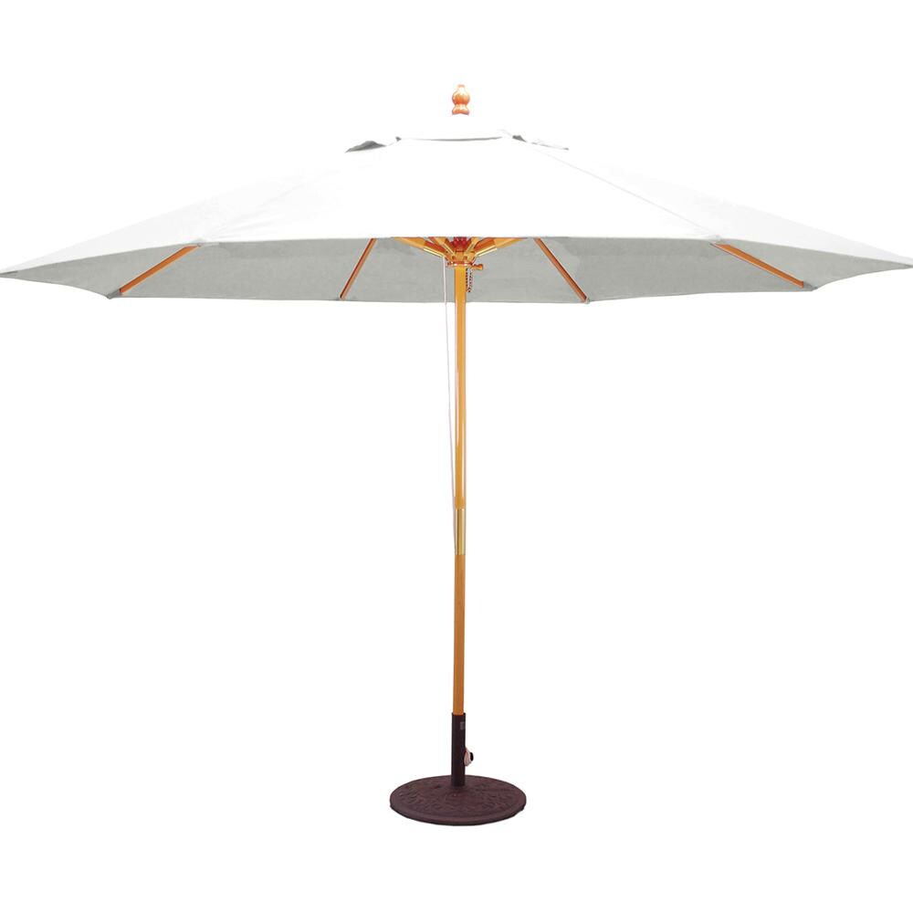 Galtech 11 Ft. Octagonal Wood Patio Umbrella W/ Pulley Lift - Light Wood Frame W/ Natural Sunbrella Fabric (Umbrella Base Not Included) thumbnail