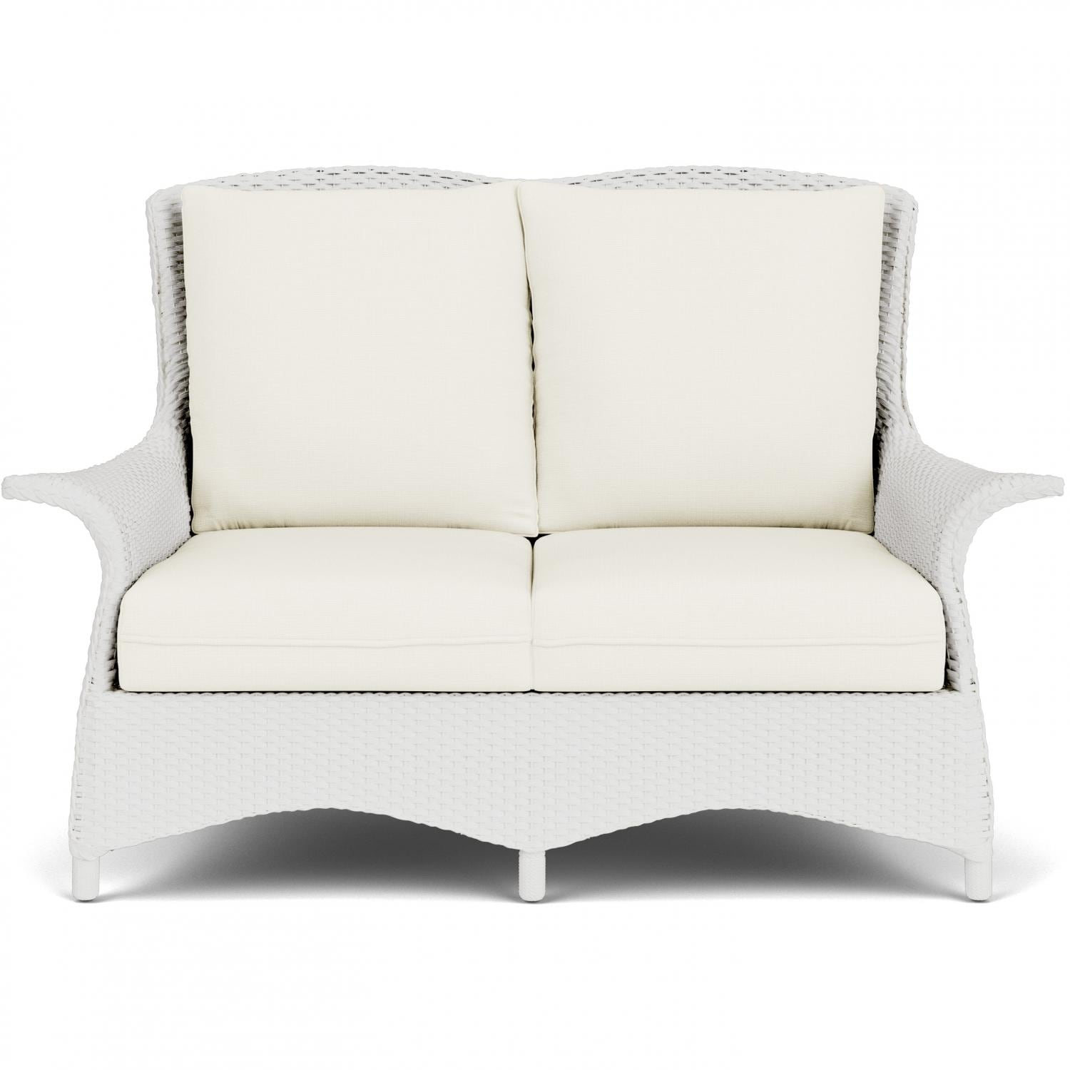 Lloyd Flanders Mandalay Loveseat in Matte White Finish with Sailcloth Salt fabric thumbnail