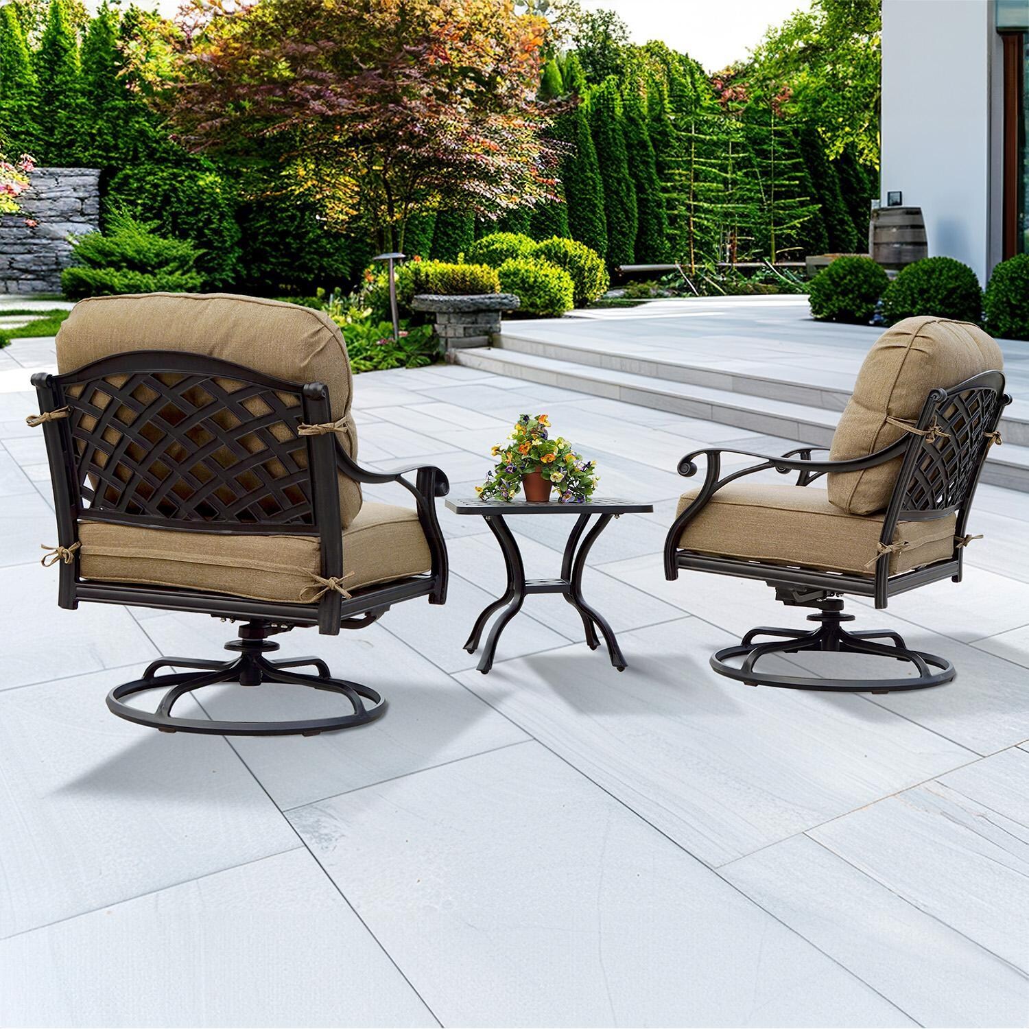 Darlee Nassau 3-Piece Patio Conversation Set with 21 Inch Square End Table - Set - Lifestyle thumbnail