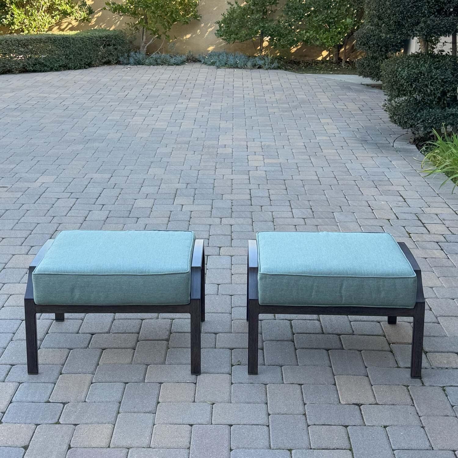 Atlantis 5 Pc Aluminum Seating Set in Walnut/Spa by Darlee - Ottomans - Lifestyle thumbnail