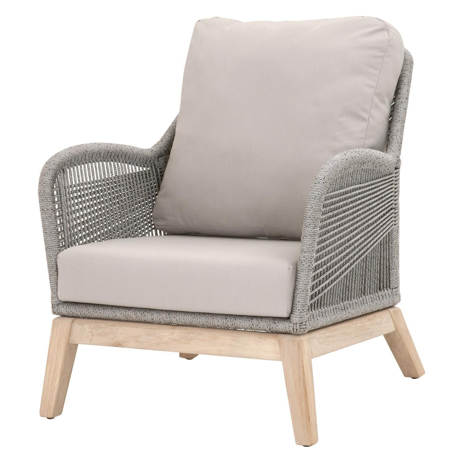 Lakeview Peninsula Way Woven Rope Club Chair in Platinum - Angled View thumbnail