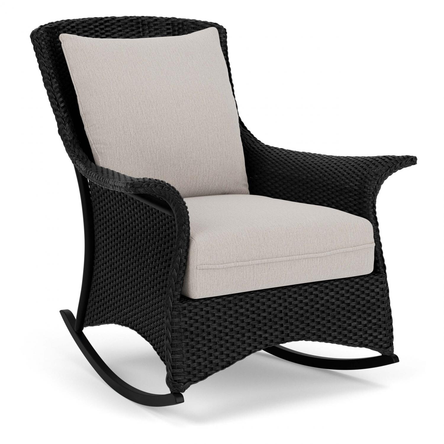 Lloyd Flanders Mandalay Lounge Rocker in Ebony Finish with Remy Cloud fabric - Angled thumbnail