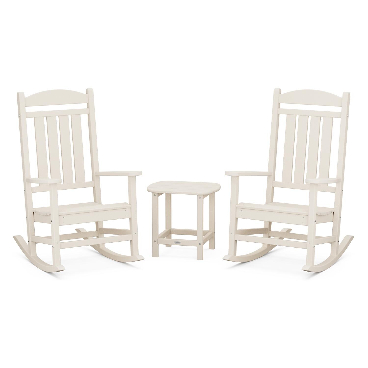 Presidential 3 Pc Recycled Plastic Seating Set w/ South Beach End Table in Sand by POLYWOOD