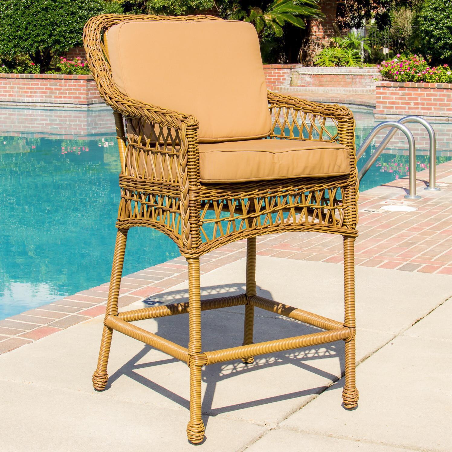 Everglades Honey Resin Wicker Patio Bar Stool By Lakeview Outdoor