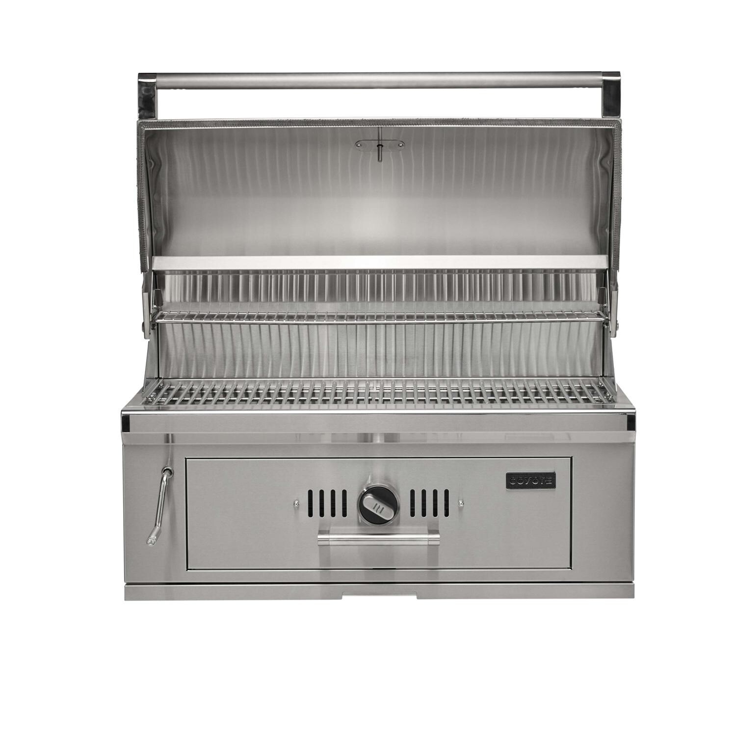 Coyote Outdoor Living C3CH36 36 Inch Built-In Charcoal Grill - Open - White Background