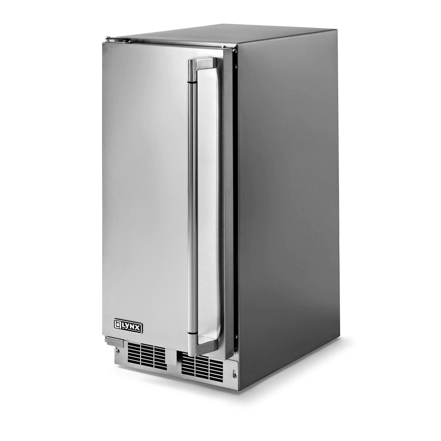 Lynx LN15ICE 20 Lb. 15-in Outdoor Rated Clear Ice Maker w/ Lock - Angled View - White Background thumbnail