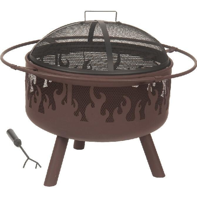 Dagan Industries 32-Inch Brown Steel Portable Wood Burning Fire Pit With Flame Design