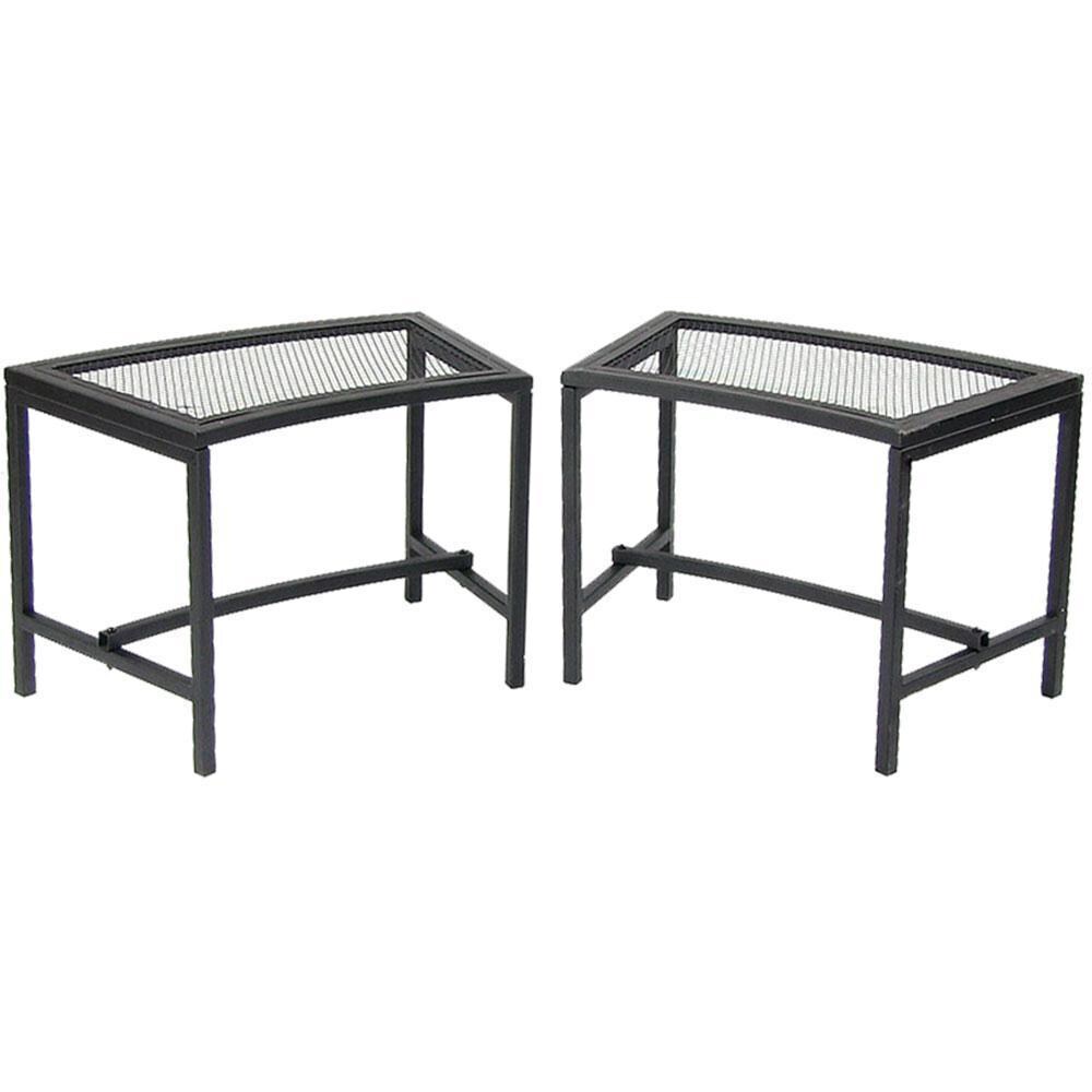 Ultimate Patio Black Mesh Patio Fire Pit Bench - 2 Benches - Display - White Background