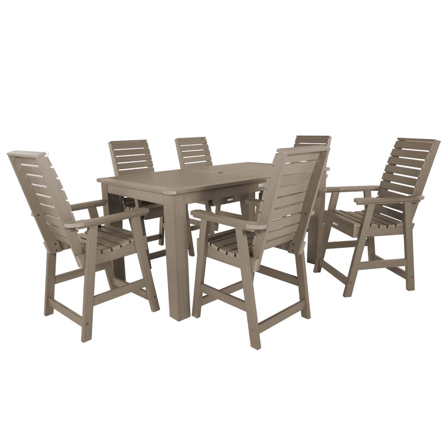 Elm Pointe 7 Pc Rectangular Counter Height Dining Set om Woodland Brown By Lakeview Outdoor Designs - White Background thumbnail