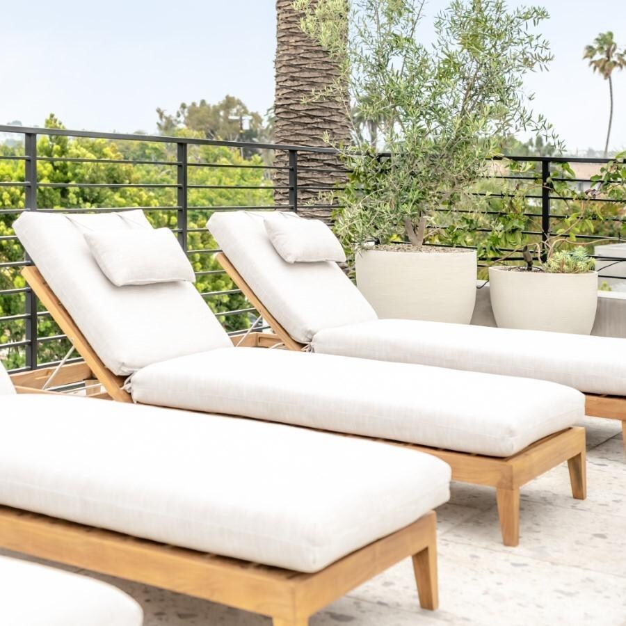 Teak + Table Monday Teak Patio Chaise Lounge in Natural - (Only 1 Chaise Included) - Lifestyle thumbnail