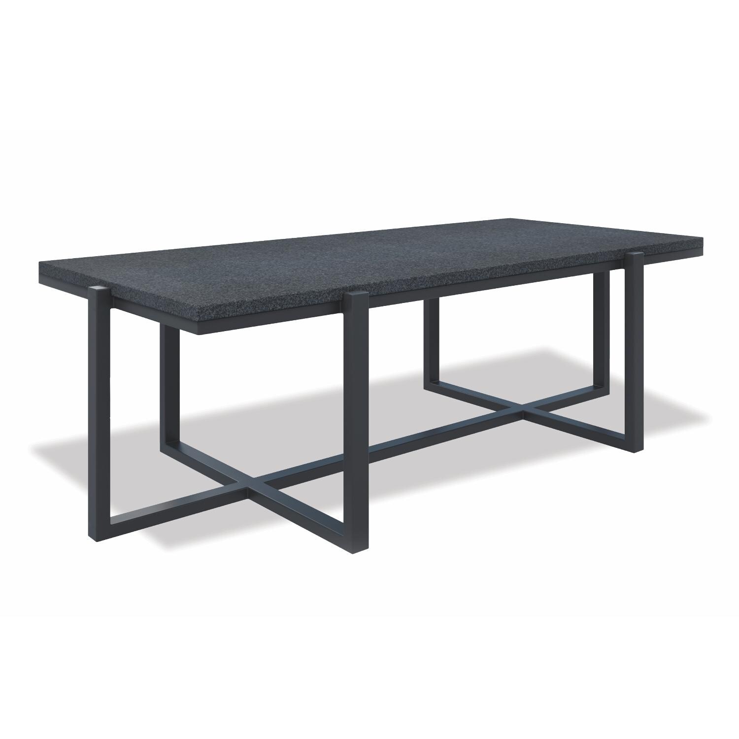 Sunset West Bazaar 52 X 24 Inch Rectangular Aluminum Patio Coffee Table W/ Polished Granite Top - Graphite image