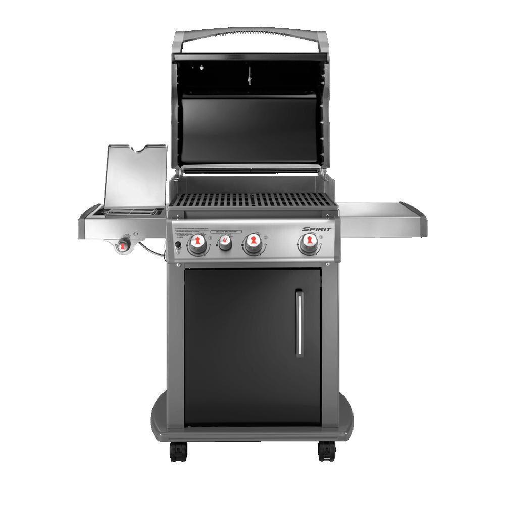 Weber - 46810001 - Spirit E-330 Freestanding Propane Gas Grill W/ Sear Burner & Side Burner - Black - Front Hood & Side Burner Open thumbnail