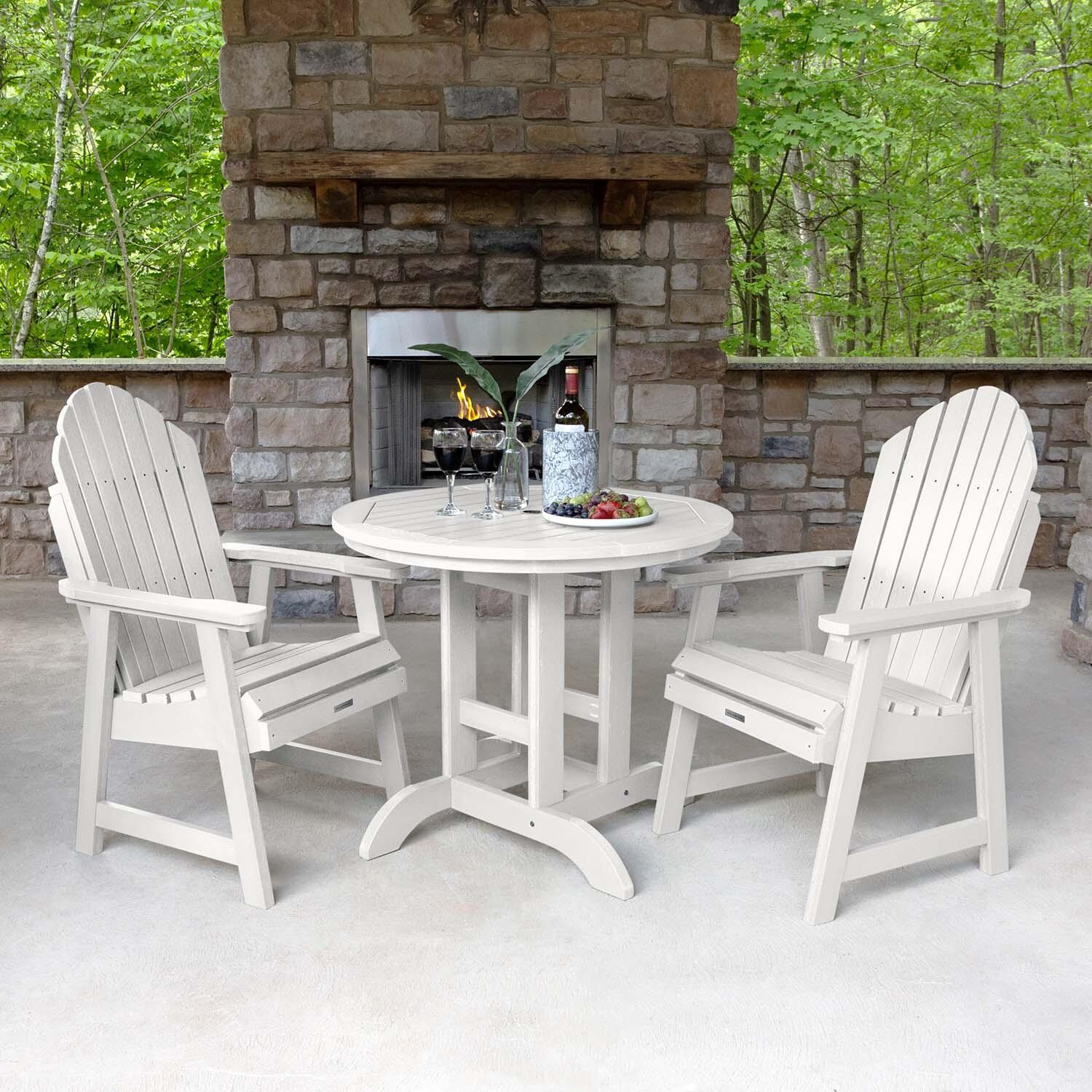 Dream Bay 3 Pc Recycled Plastic Round Dining Set in White by Lakeview Outdoor Designs