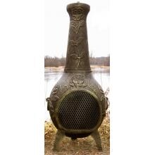 The Blue Rooster Rose Style Cast Aluminum Chiminea With Propane Gas Conversion Kit - Gold Accent
