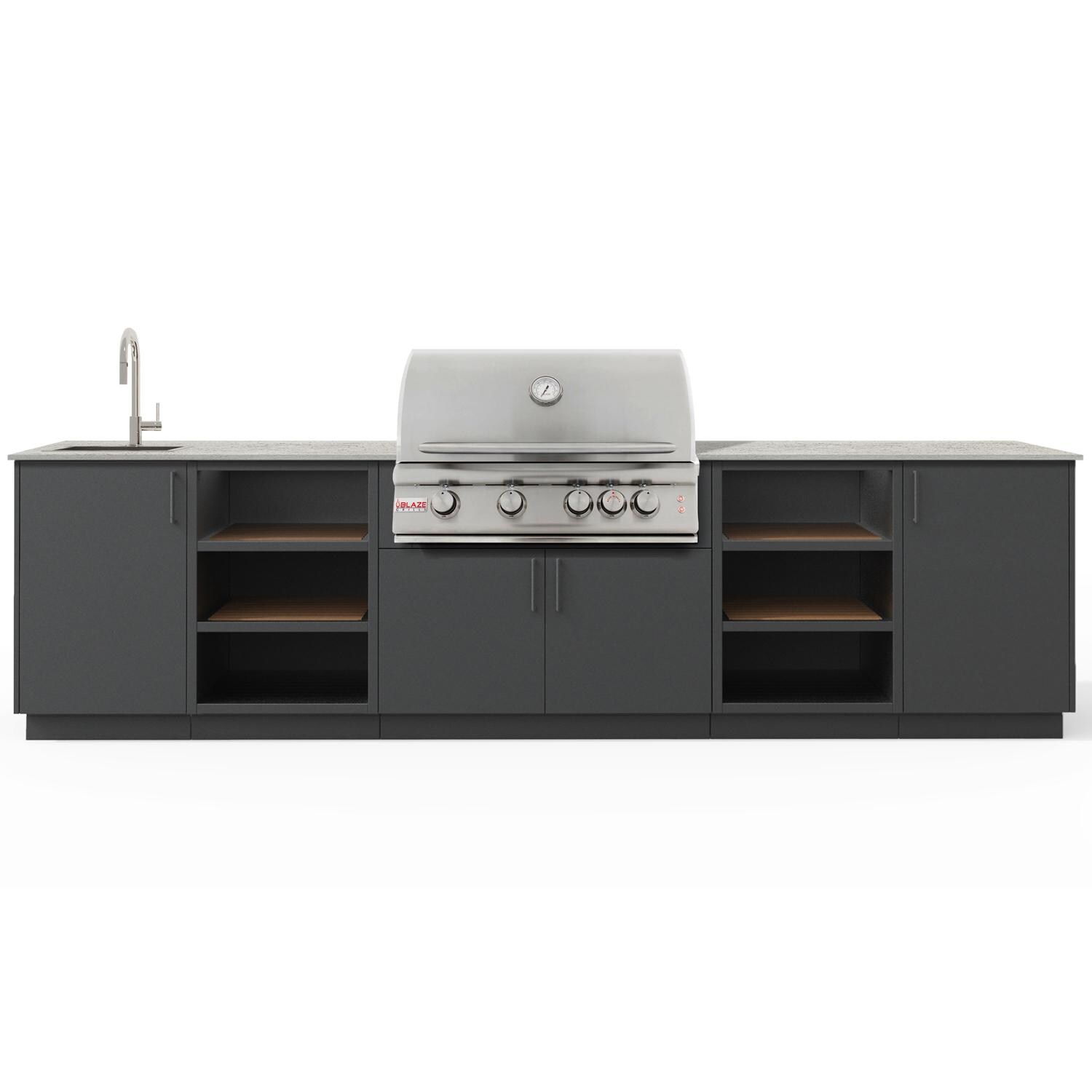 Urban Bonfire B-Twilight-36-Blaze-Keon-Anthracite Twilight 32 Outdoor Kitchen w/ Blaze Premium LTE Propane Grill, Sink, Keon Countertop & Anthracite Finish - White Background thumbnail