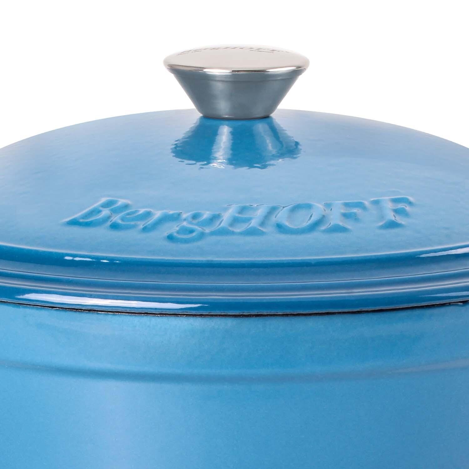 BergHOFF 11-in Neo Cast Iron 7 Qt. Round Dutch Oven w/ Lid - Blue - Lid - Detail thumbnail