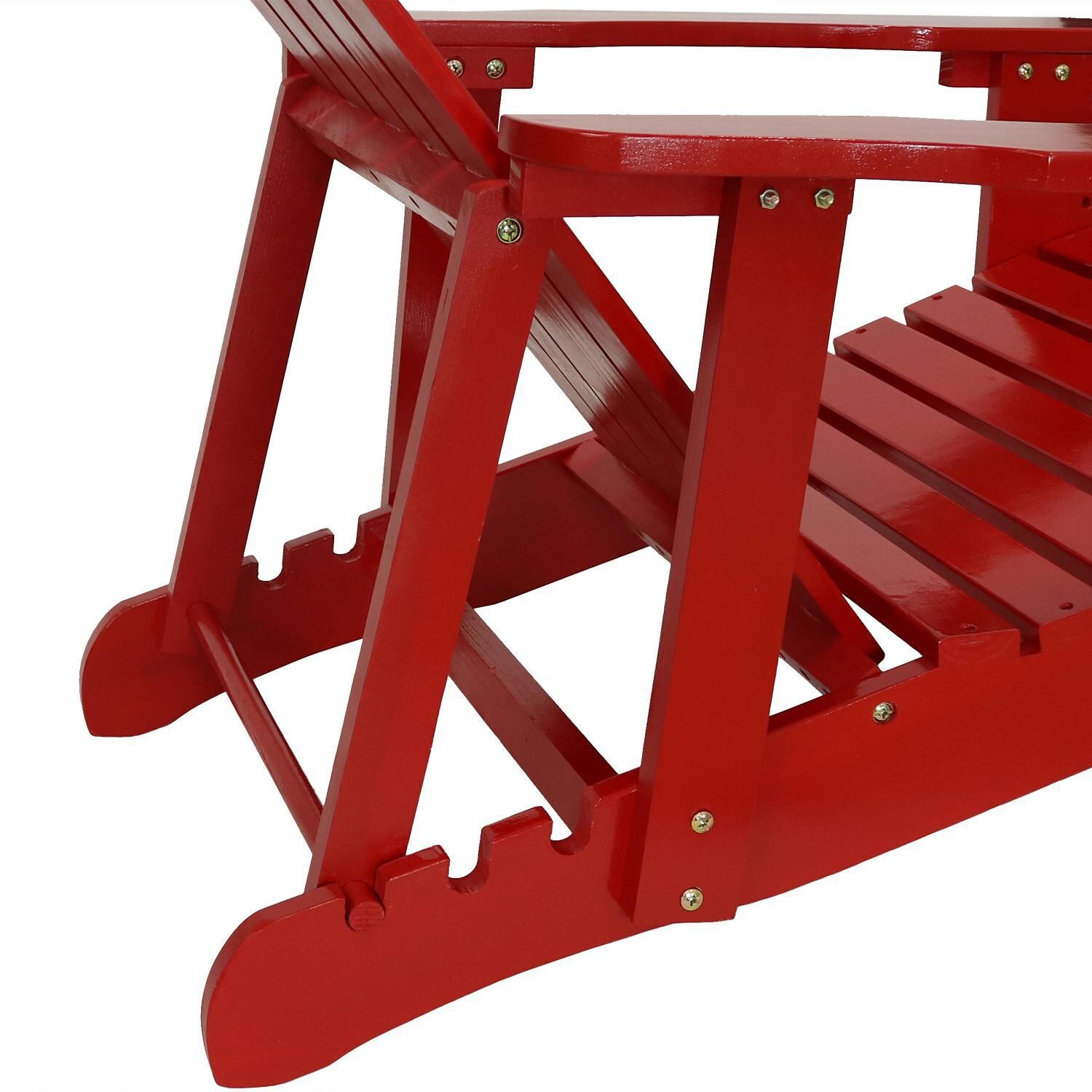 Ultimate Patio 2-Piece Wooded Adirondack Chair Set W/ Adjustable Backrest- Red - Adjustable Back thumbnail