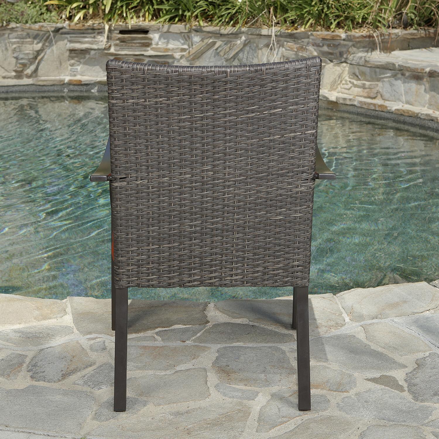Lakeview Outdoor Designs Brusly 7 Piece Wicker & Aluminum Patio Dining Set - Patio Dining Chair Back thumbnail