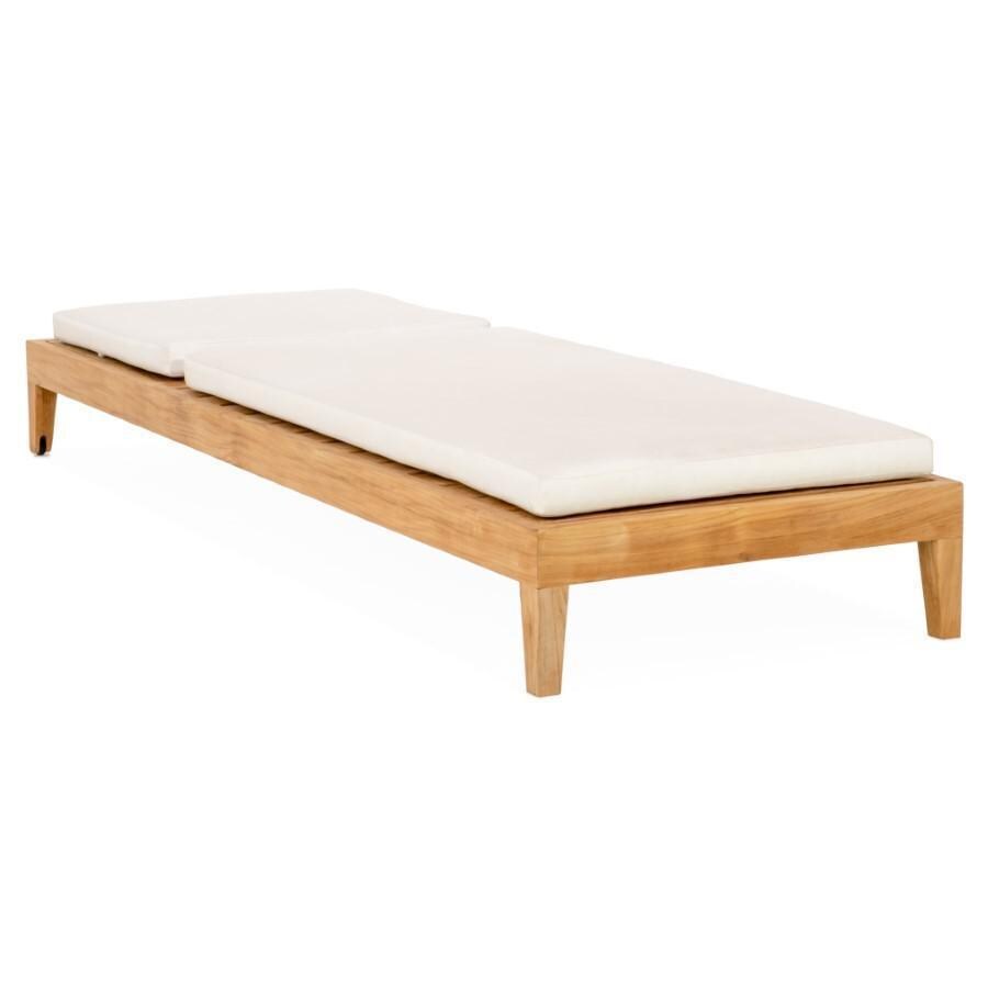 Teak + Table Monday Teak Patio Chaise Lounge in Natural - Down Position - White Background thumbnail