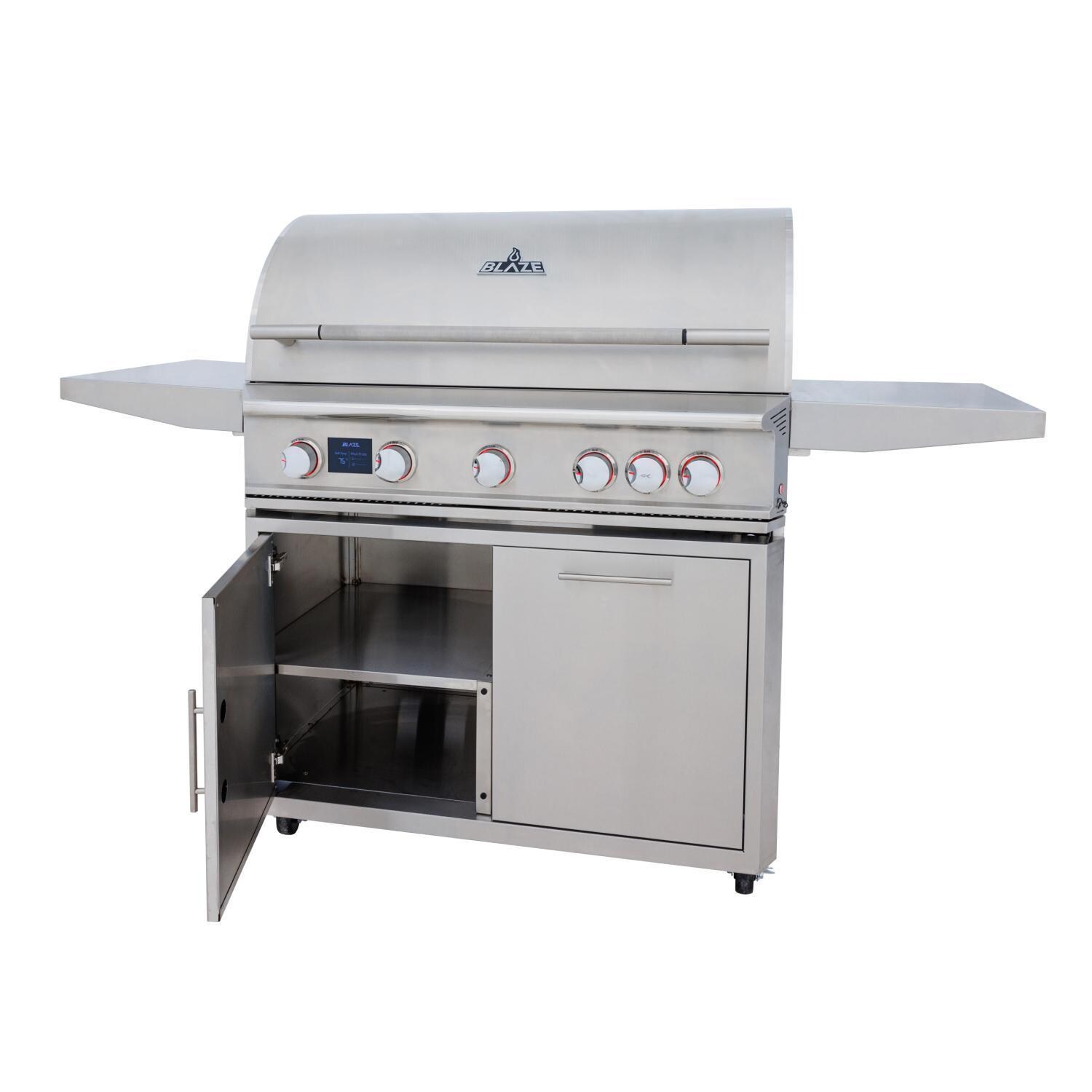 Blaze BLZ-5LTEPRO-CART-LTSC LTE PRO 40-Inch 5-Burner Gas Grill Cart - Door Open - White Background thumbnail