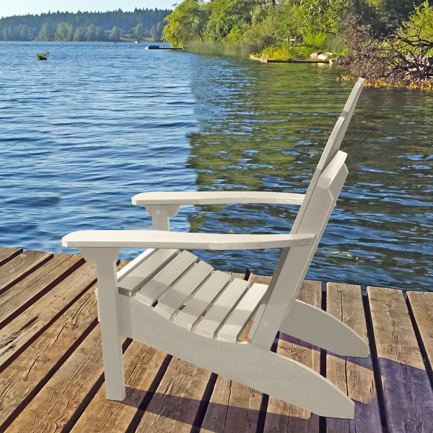 Lakeview The Charmville Adirondack Chair - Whitewash - Side View thumbnail