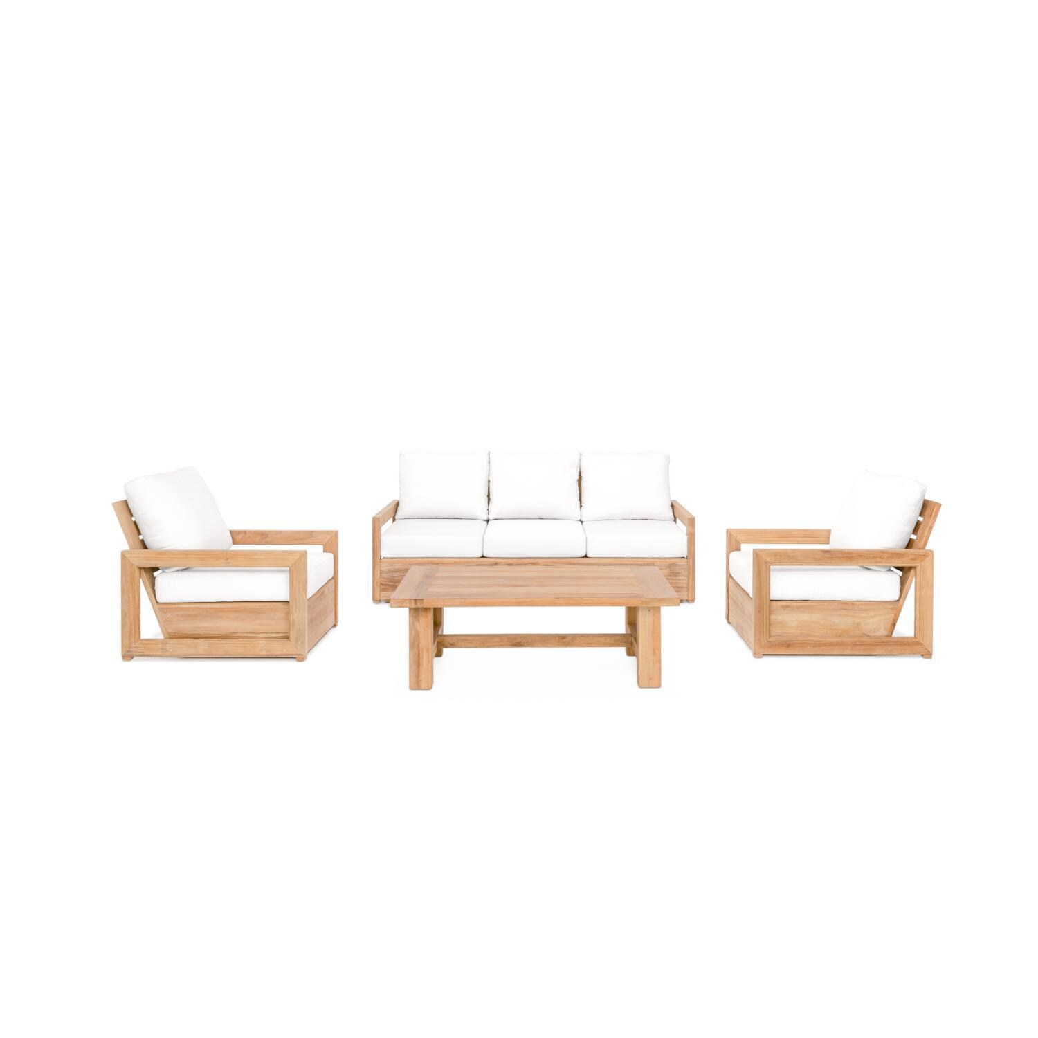 Teak + Table Relax 4 Piece Teak Lounge Set in Natural - White Background thumbnail