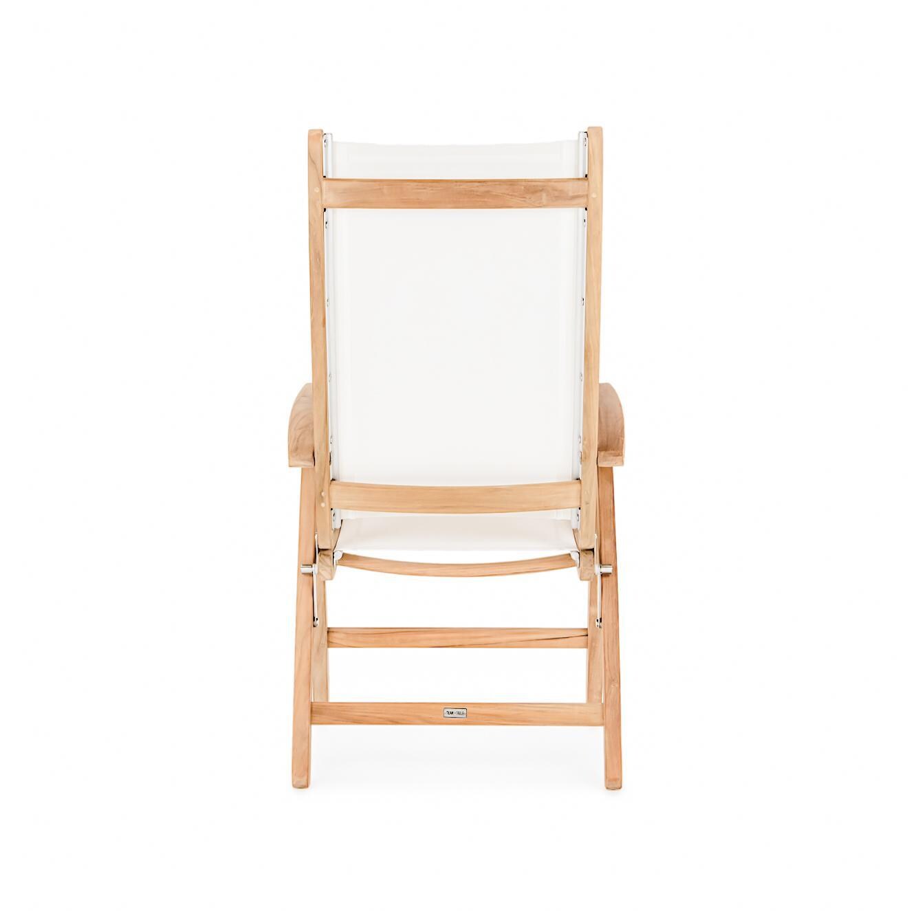 Teak + Table Cayman Reclining Dining Chair in White - Back - White Background thumbnail