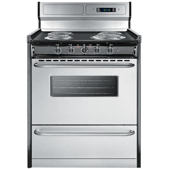 Summit Professional 30-Inch 4-Burner Freestanding Electric Range - Black - TEM230BKWY thumbnail