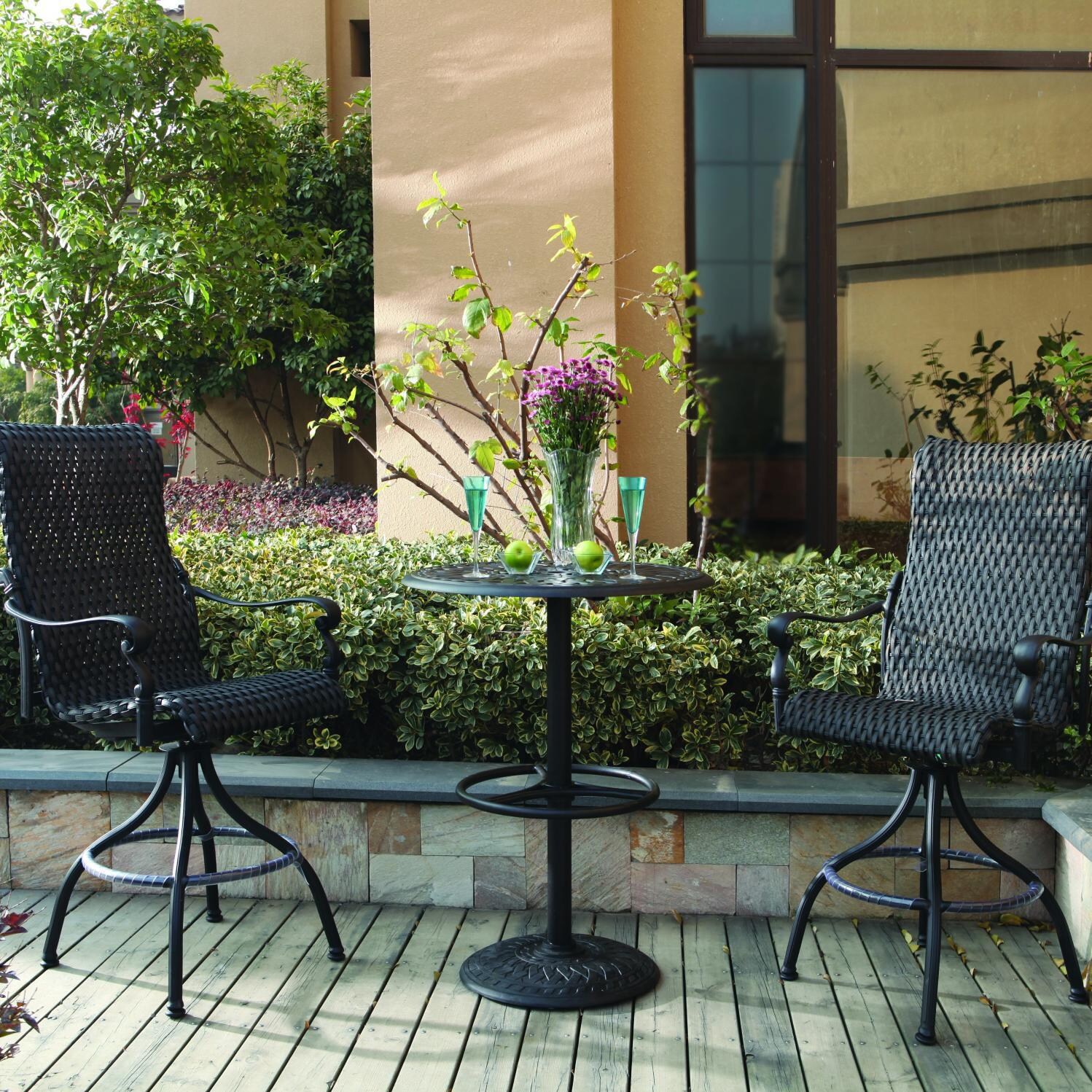 Darlee Victoria 2-Person Resin Wicker Patio Bar Set - Espresso thumbnail