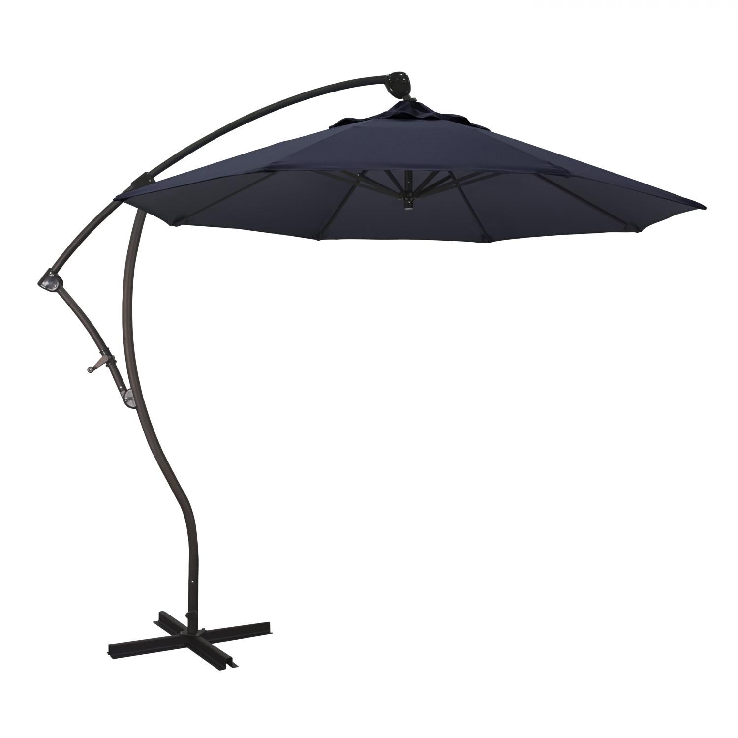 California Umbrella 9 Ft Octagonal Aluminum 2-Way Tilt Cantilever Patio Umbrella W/ Crank Lift & Aluminum Ribs - Bronze Frame / Olefin Navy Blue Canopy thumbnail