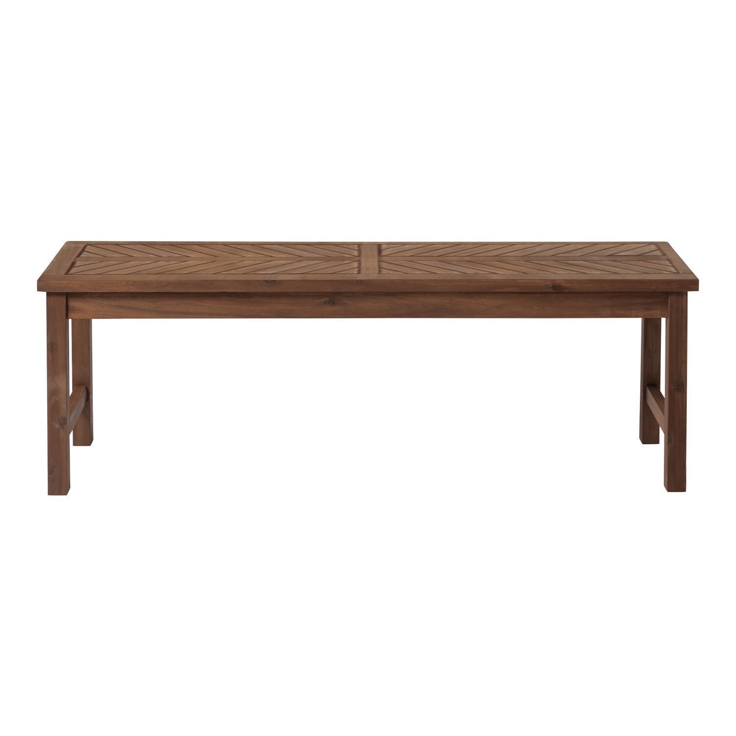 Ultimate Patio Wishlake 53 Inch Acacia Patio Dining Bench - Dark Brown - Front View thumbnail