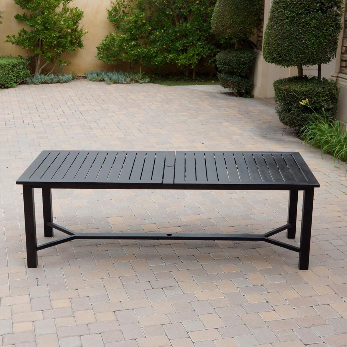 Darlee B/DL503-11PCD-2350LE Ten Star 11 Pc Cast Aluminum Dining Set in Antique Bronze - Table Side View - Lifestyle thumbnail