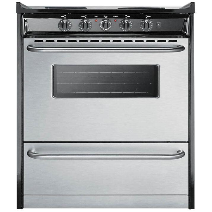 Summit Professional 30-Inch 4-Burner Slide-In Electric Range - Stainless Steel - Front thumbnail
