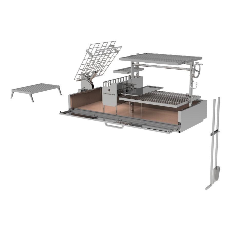 Tagwood BBQ BBQ28SS Argentine Santa Maria Wood Fire & Charcoal Grill - Open Front View - White Background thumbnail